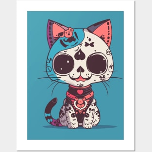 kawaii neko skull Posters and Art